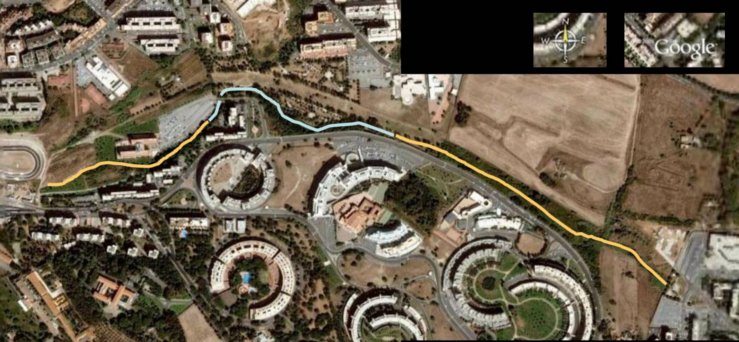 L'area delle tre fontane in una foto satellitare - fonte: Google